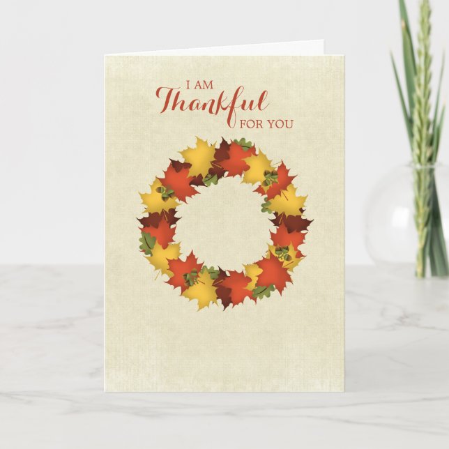 Cartes Pour Fêtes Annuelles Guirlande de thanksgiving de feuille d'automne (Devant)