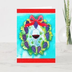 Cartes Pour Fêtes Annuelles Guirlande de vacances de raisins de vin rouge avec