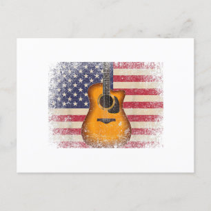 Cartes Pour Fêtes Annuelles Guitar 4th of July Venin American Flag USA - Count