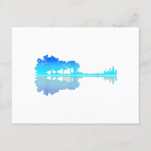 Cartes Pour Fêtes Annuelles Guitar Lake Shadow Love Guitare Musicien