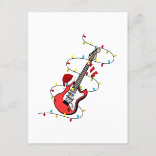 Cartes Pour Fêtes Annuelles Guitare électrique Santa Claus Musique Noël Amant