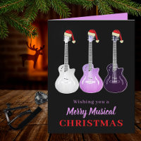 Guitare Noël joyeux rose musicale