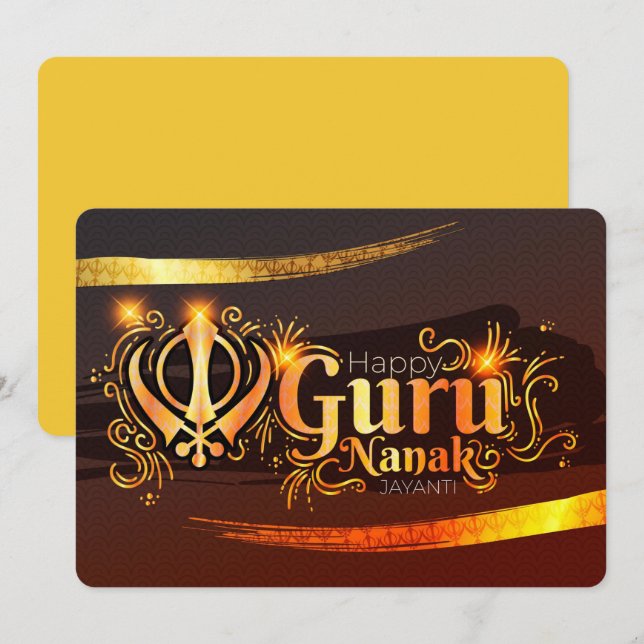 Cartes Pour Fêtes Annuelles Guru Nanak (Devant / Derrière)