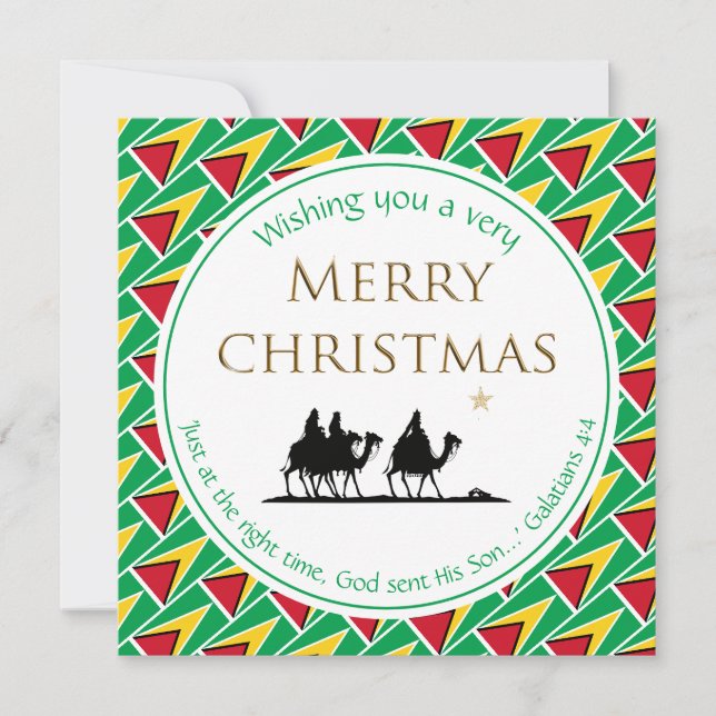 Cartes Pour Fêtes Annuelles GUYANA DRAPEAU TROIS HOMMES Sages Noël GUYANAIS (Devant)