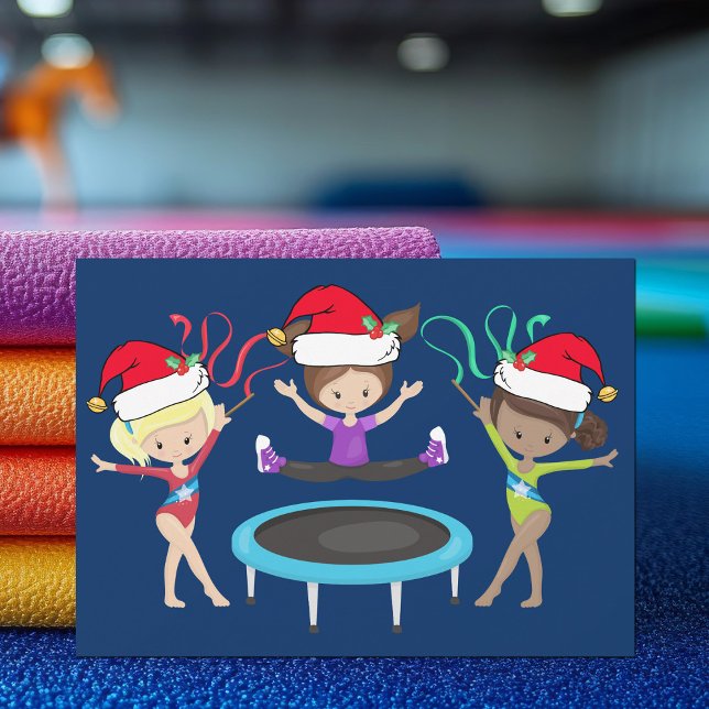 Cartes Pour Fêtes Annuelles Gymnastique mignonne Filles Gymnaste de Noël (Créateur téléchargé)