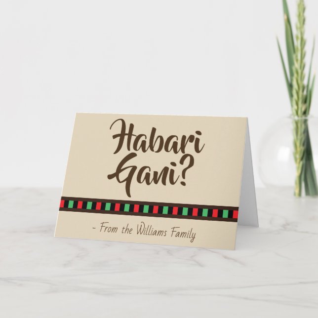 Cartes Pour Fêtes Annuelles Habari Gani - Kwanzaa Vacances Brown Tan (Devant)