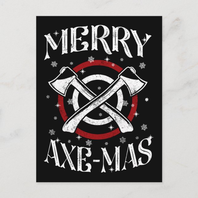 Cartes Pour Fêtes Annuelles Hache Lancer de Hache Bûcheron Joyeux Axe-noël (Devant)