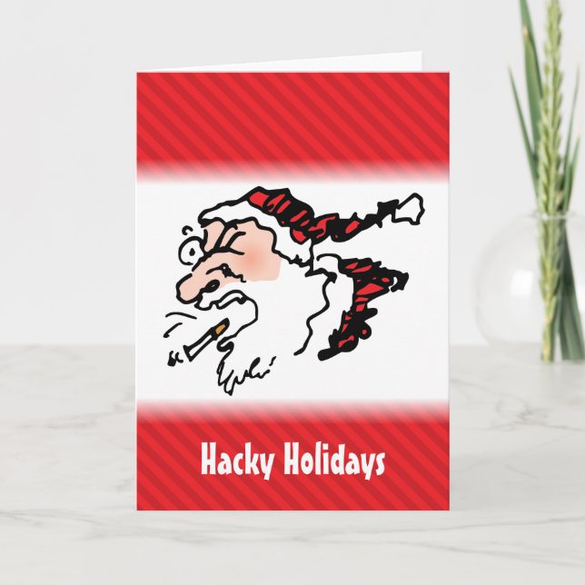Cartes Pour Fêtes Annuelles Hackin Père Noël Drôle Cartoon (Devant)