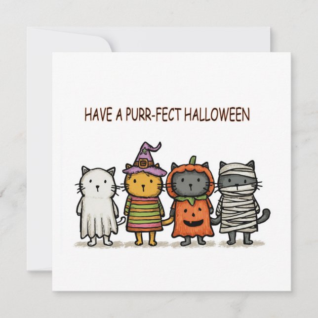 Cartes Pour Fêtes Annuelles Halloween amusant chats heureux (Devant)