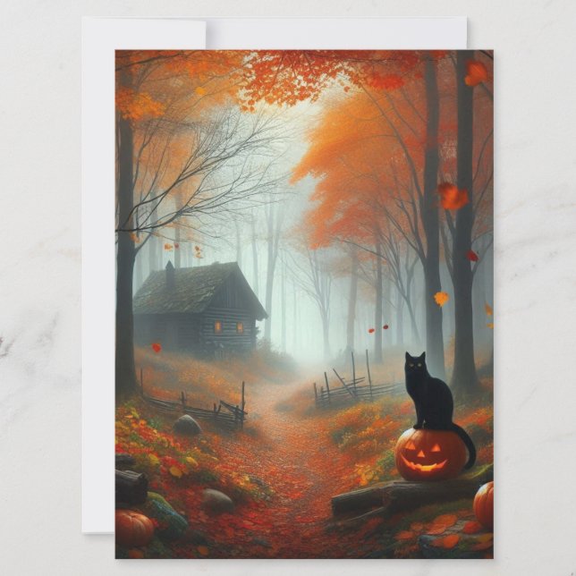 Cartes Pour Fêtes Annuelles Halloween/Automne/Automne/citrouille/chat (Devant)