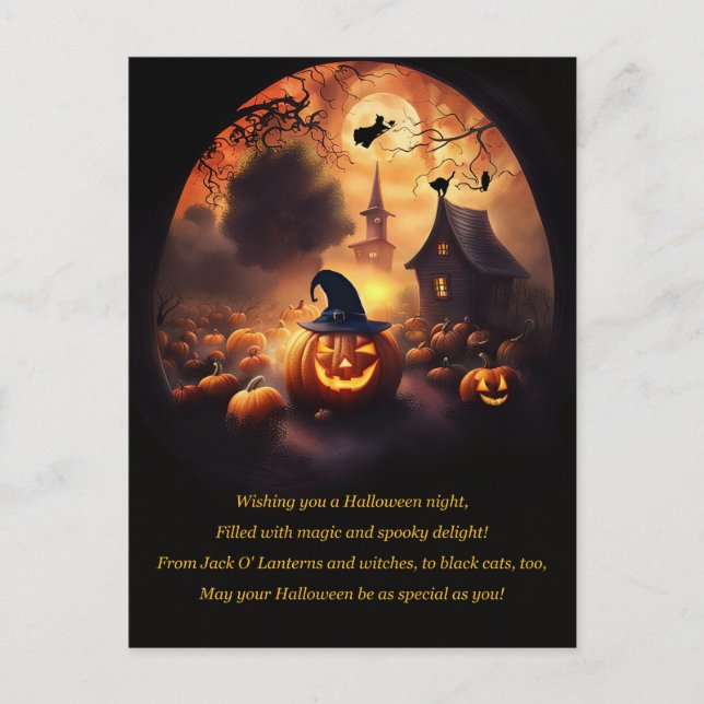 Cartes Pour Fêtes Annuelles Halloween avec Jack-o'-lantern Witch Cute (Devant)