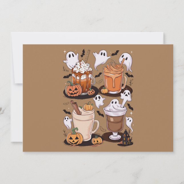 Cartes Pour Fêtes Annuelles Halloween Café Cute Fall Iced Café Lover Cadeau (Devant)