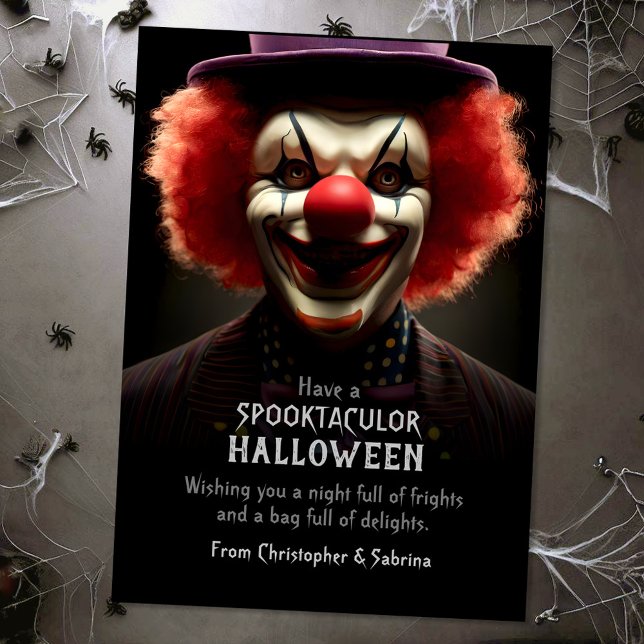 Cartes Pour Fêtes Annuelles Halloween Clown Déplaisant éffrayant (Créateur téléchargé)