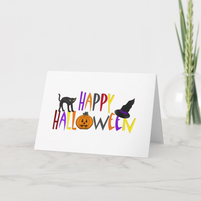 Cartes Pour Fêtes Annuelles Halloween coloré et heureux (Devant)