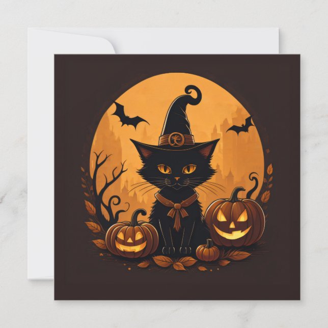 Cartes Pour Fêtes Annuelles Halloween de chat (Devant)
