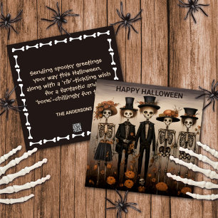 Cartes Pour Fêtes Annuelles Halloween déplaisant de la famille de squelettes
