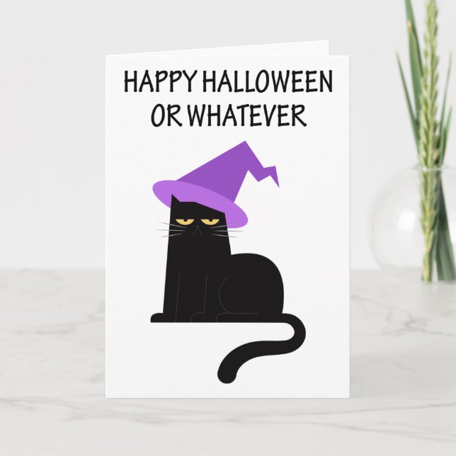 Cartes Pour Fêtes Annuelles Halloween drôle de chat noir (Devant)