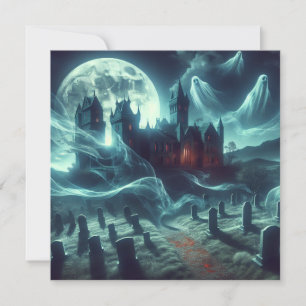 Cartes Pour Fêtes Annuelles Halloween effrayant Cimetière de Château