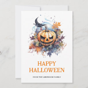 Cartes Pour Fêtes Annuelles Halloween éffrayant Citrouille Raven