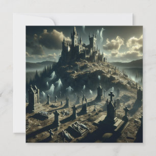 Cartes Pour Fêtes Annuelles Halloween effrayant Haunted Castle Graveyard