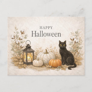 Cartes Pour Fêtes Annuelles Halloween Eucalyptus Tiges de Coton Blanc Minimali