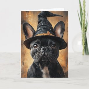 Cartes Pour Fêtes Annuelles Halloween française en sorcière à chien taureau
