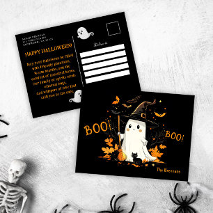 Cartes Pour Fêtes Annuelles Halloween Ghost Witch Salutation octobre