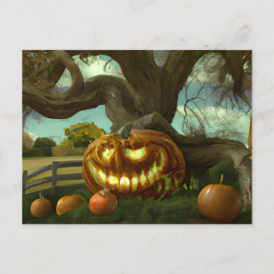 Cartes Pour Fêtes Annuelles Halloween Giant Jack-O' Lanterne Mangée Arbre