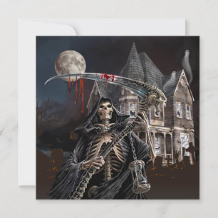 Cartes Pour Fêtes Annuelles Halloween Grim Reaper Maison hantée