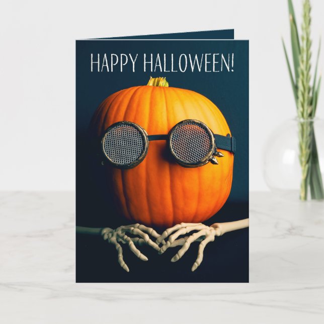 Cartes Pour Fêtes Annuelles Halloween Heureux Pour Qui Reste Citrouille Étrang (Devant)