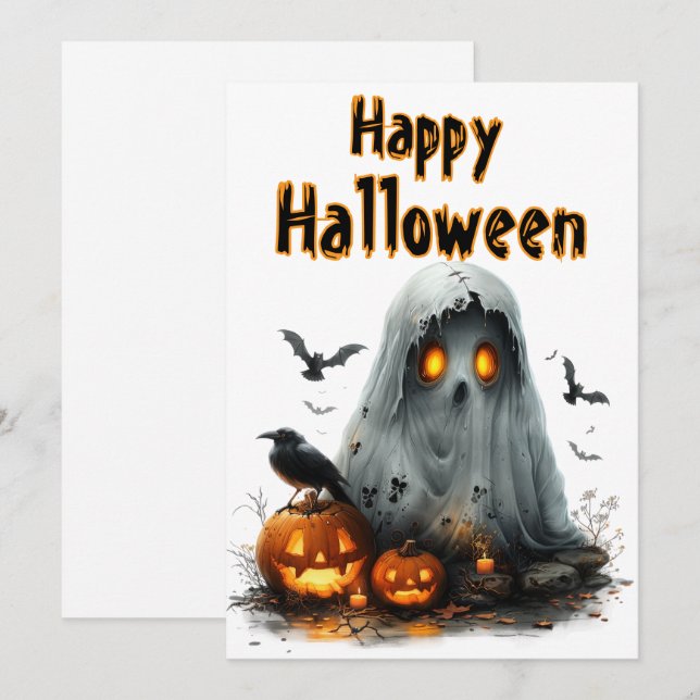 Cartes Pour Fêtes Annuelles Halloween Howl — Une nuit d'ombre hantée (Devant / Derrière)
