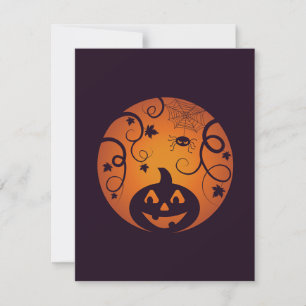 Cartes Pour Fêtes Annuelles Halloween Jack-o'-lantern citrouille visage et ara