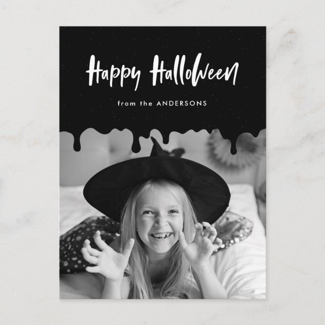 Cartes Pour Fêtes Annuelles Halloween noir sang coulant photo (Devant)