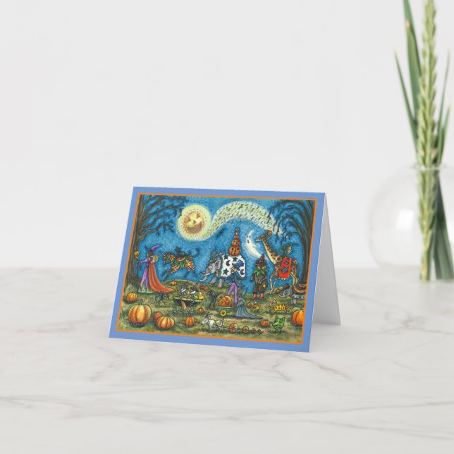 Cartes Pour Fêtes Annuelles HALLOWEEN PARADE Witch Giraffe Zebra Skelly BLANK (Devant)