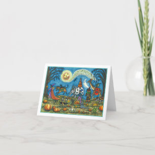 Cartes Pour Fêtes Annuelles HALLOWEEN PARADE Witch Giraffe Zebra Skelly BLANK