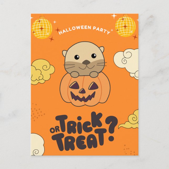 Cartes Pour Fêtes Annuelles Halloween Party Trick Ou Treat Otter Pumkin Holida (Devant)