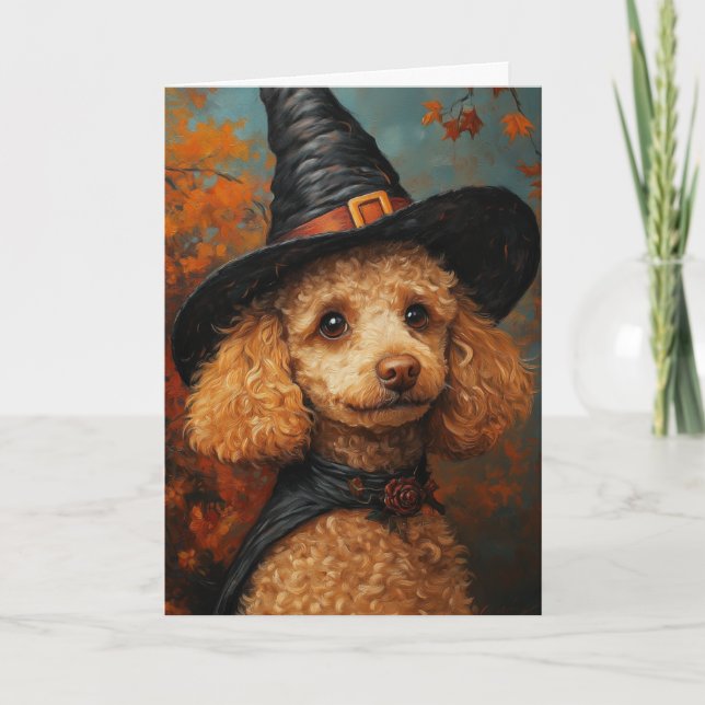 Cartes Pour Fêtes Annuelles Halloween Pup Poodle (Devant)