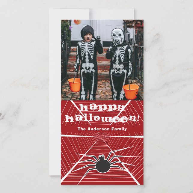 Cartes Pour Fêtes Annuelles Halloween Scary Black Spider et Web Kid's Photo (Devant)