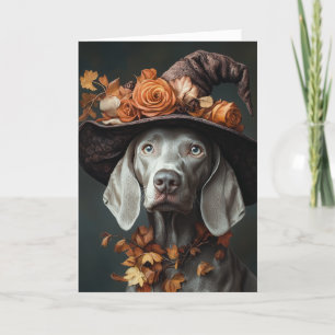 Cartes Pour Fêtes Annuelles Halloween sorcière Weimaraner