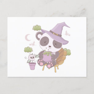 Cartes Pour Fêtes Annuelles Halloween super mignonne Panda sorcière et croissa