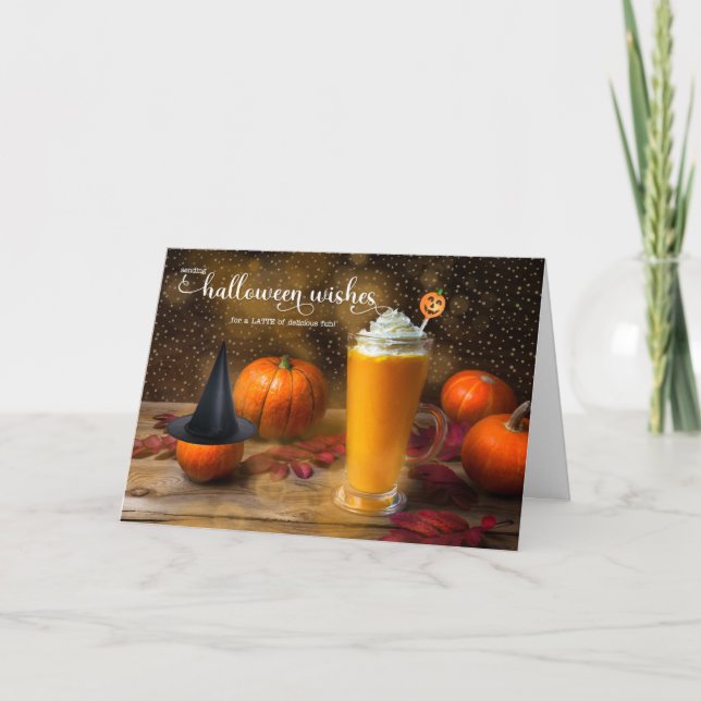 Cartes Pour Fêtes Annuelles Halloween veut une latte de plaisir délicieux (Devant)