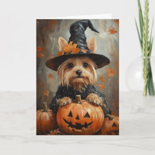Cartes Pour Fêtes Annuelles Halloween Yorkie Witch