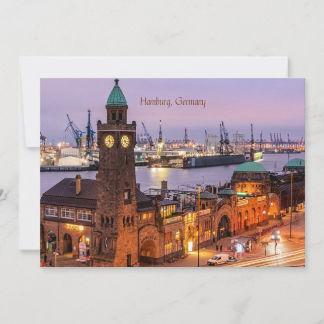 Cartes Pour Fêtes Annuelles Hambourg Allemagne, photo du paysage urbain (Devant)