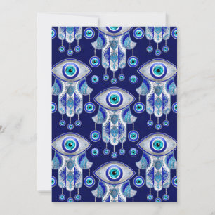 Cartes Pour Fêtes Annuelles Hamsa Hand -Evil Eye Pattern