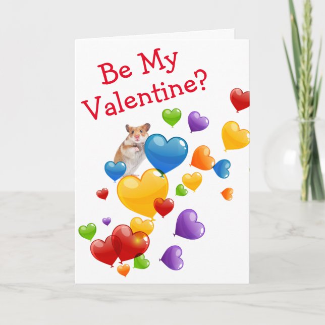 Cartes Pour Fêtes Annuelles Hamster Souris Balloon Coeur Saint-Valentin (Devant)