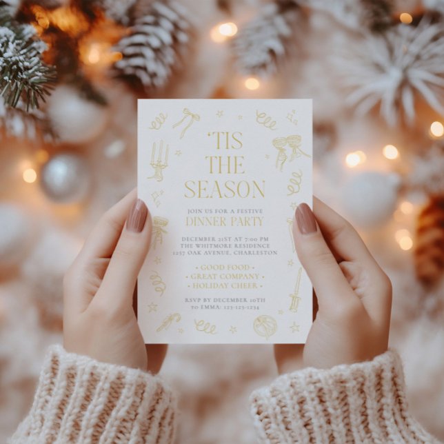 Cartes Pour Fêtes Annuelles Hand Drawn Christmas Holiday Dinner Party Invite (Hand Drawn Christmas Holiday Dinner Party Invite)