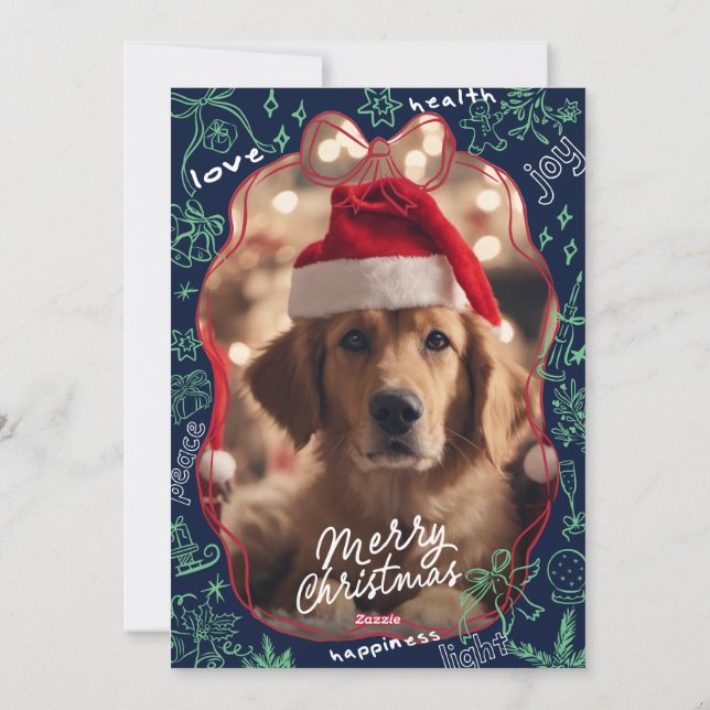 Cartes Pour Fêtes Annuelles Hand Drawn Doodle Merry Christmas Card (Dos)