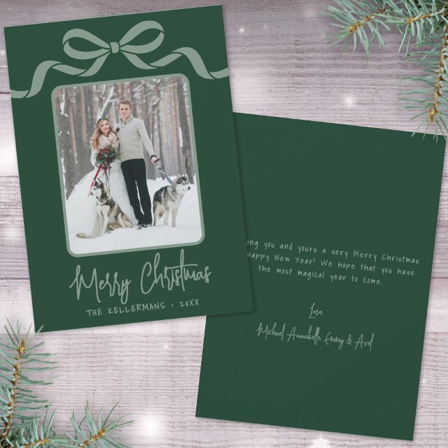 Cartes Pour Fêtes Annuelles Hand Drawn Green Whimsical Merry Christmas (Hand Drawn Green Whimsical Merry Christmas Holiday Card )