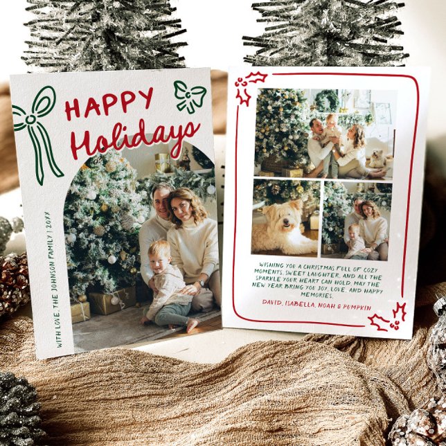 Cartes Pour Fêtes Annuelles Hand Drawn Happy Holidays Arch Photo Christmas (Hand Drawn Happy Holidays Arch Photo Christmas Holiday Card)