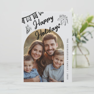 Cartes Pour Fêtes Annuelles Hand Drawn Modern Happy Holidays Arch Photo